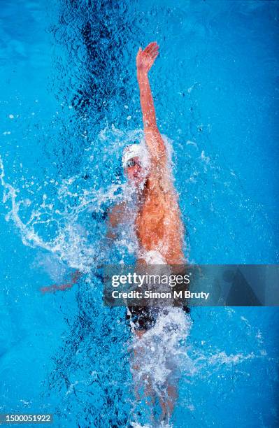 Aaron Peirsol of the USA in action in the 200m Backstroke preliminary heats during the U.S Olympic Swimming Trials at the Indiana University...