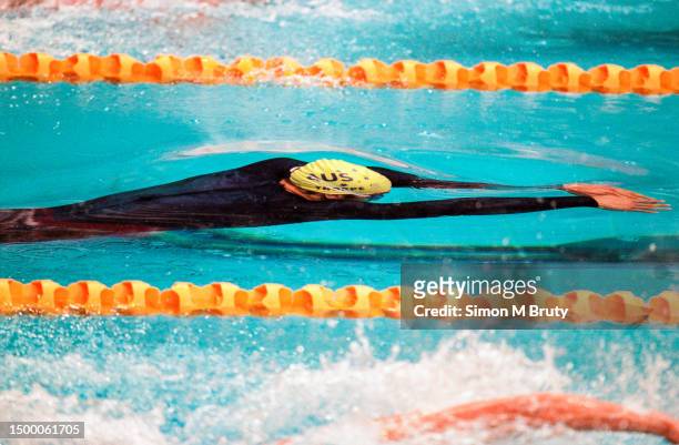 Ian Thorpe of Australia in action during 400m Freestyle which he won in a new world record time during the Olympics at the Sydney International...