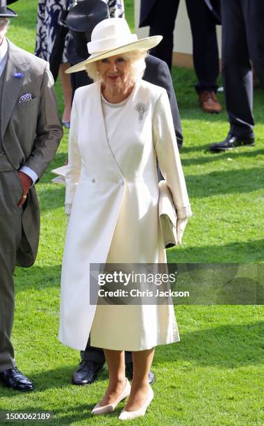 Queen Camilla attends day one of Royal Ascot 2023 at Ascot Racecourse on June 20, 2023 in Ascot, England.