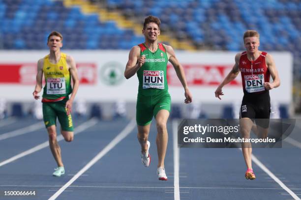 Attila Molnar of Hungary competes in the Men's 400m - Div. 2 Heat A during day one of the European Games 2023 at Silesian Stadium on June 20, 2023 in...