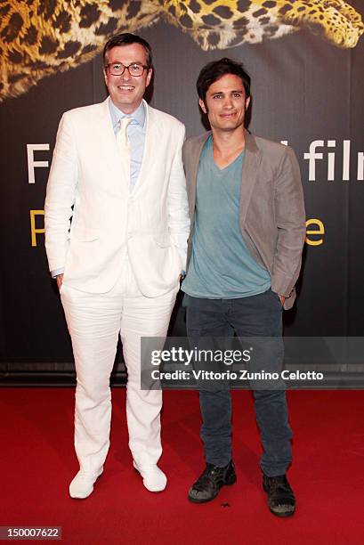 Olivier Pere and Gael Garcia Bernal attend Excellence Award Moet & Chandon Ceremony during the 65th Locarno Film Festival on August 8, 2012 in...