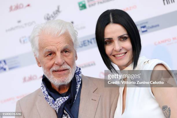 Michele Placido and Federica Vincenti attend the 77th Nastri D'Argento 2023 - Cinema at Maxxi on June 20, 2023 in Rome, Italy.