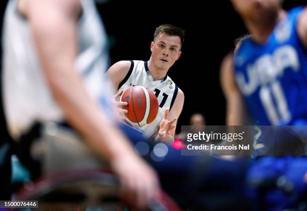 Philip Pratt of Great Britain controls the ball during the IWBF Wheelchair Basketball World Championships 2022 Men's Final match between USA and...