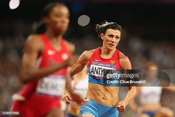 Natalya Antyukh of Russia competes in the Women's 400m Hurdles Final on Day 12 of the London 2012 Olympic Games at Olympic Stadium on August 8, 2012...