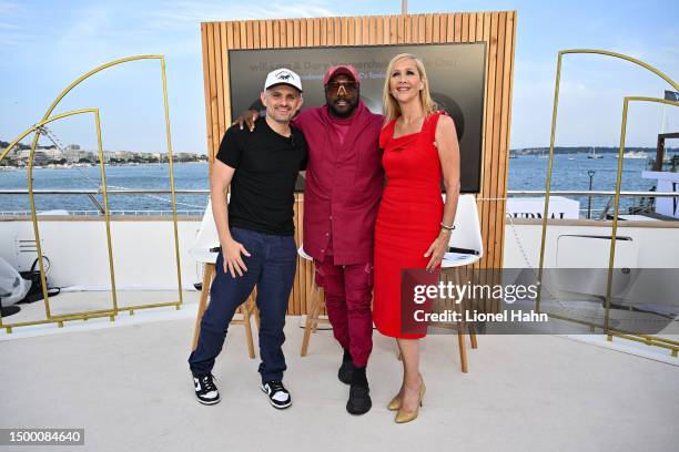 Gary Vaynerchuk, will.i.am and Tania Bryer attend the VaynerX Rose Reception on the VaynerX Yacht on June 20, 2023 in Cannes, France.