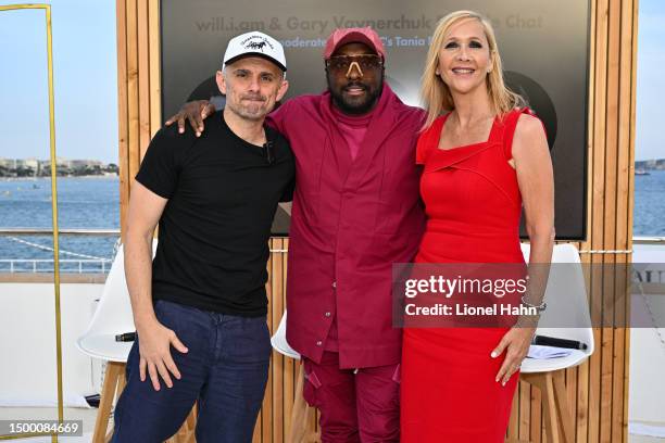 Gary Vaynerchuk, will.i.am and Tania Bryer attend the VaynerX Rose Reception on the VaynerX Yacht on June 20, 2023 in Cannes, France.