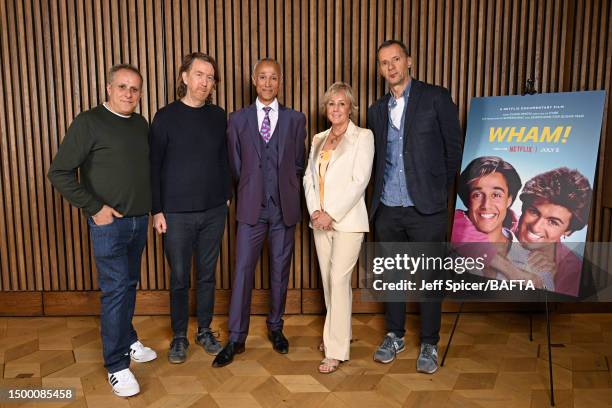 Producer Simon Halfon, Producer Chris Smith, Andrew Ridgeley, Shirlie Kemp and Producer John Battsek attend the BAFTA screening of WHAM! at BAFTA’s...