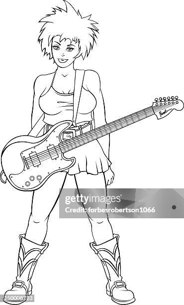 Punk Rock Girl Line Art High-Res Vector Graphic - Getty Images