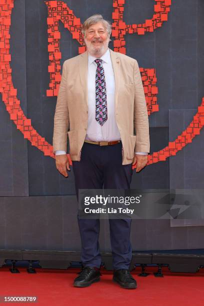 Stephen Fry arrives at the National Portrait Gallery Re-Opening at National Portrait Gallery on June 20, 2023 in London, England.