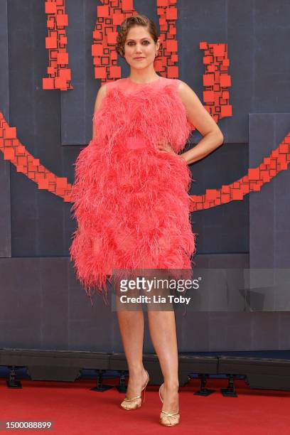 Charity Wakefield arrives at the National Portrait Gallery Re-Opening at National Portrait Gallery on June 20, 2023 in London, England.