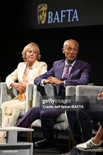 Shirlie Kemp and Andrew Ridgeley during the Q&A at the BAFTA screening of WHAM! at BAFTA’s 195 Piccadilly headquarters on June 20, 2023 in London,...