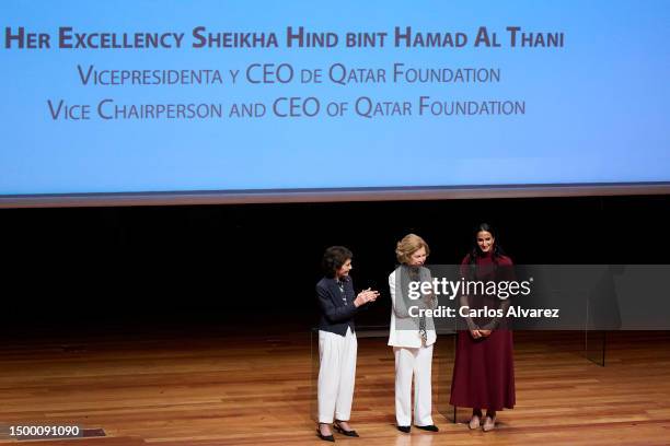 Queen Sofia Higher School of Music President Paloma O'Shea, Queen Sofia and Vice Chairperson and CEO of Qatar Foundation, Her Excellency Sheikha Hind...