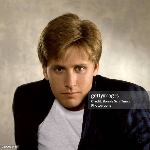 American actor Emilio Estevez poses for a portrait in a jacket and white shirt in Los Angeles, California, February 1994.