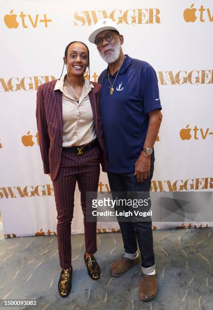 Brittney Sykes and John Carlos attend Apple TV+ “Swagger” Season 2 Juneteenth Screening with creator Reggie Rock Bythewood and stars Shinelle Azoroh,...