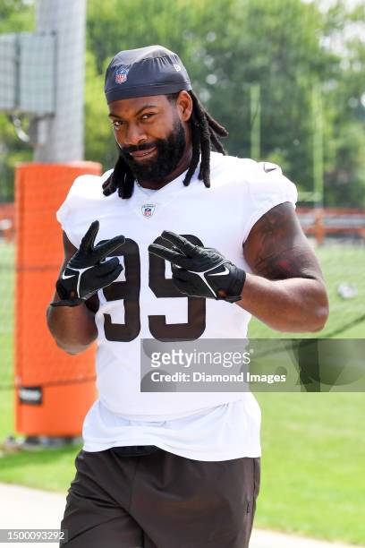 Za'Darius Smith of the Cleveland Browns poses for a photo after the Cleveland Browns mandatory veteran minicamp at CrossCountry Mortgage Campus on...