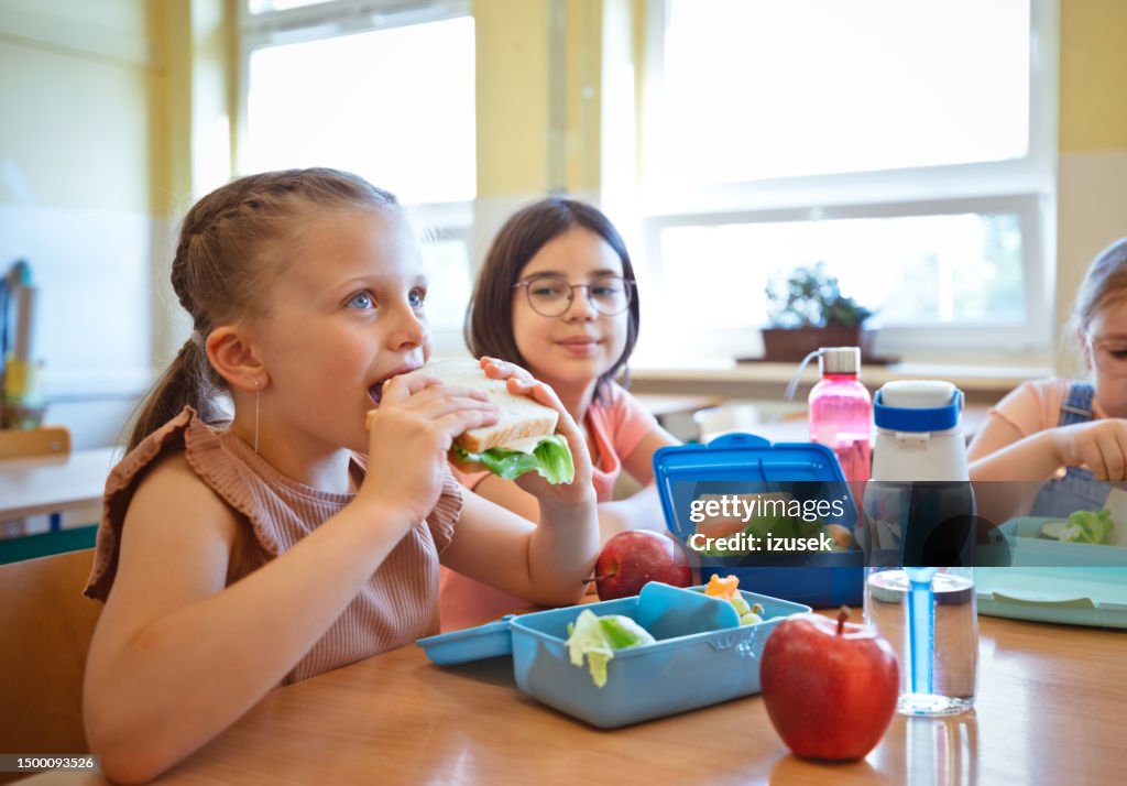School children having lunch