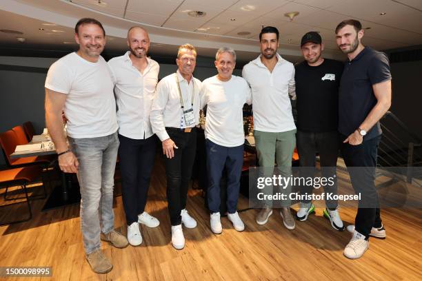 Jens Nowotny, Heiko Westermann , Lothar Matthaeus, Pierre Littbarski, Sami Khedira, Patrick helmes and Stefan Reinartz attend the DFB All-Stars...