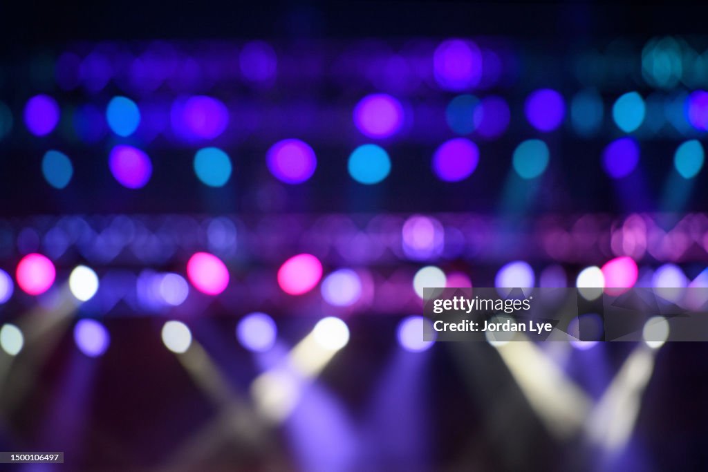 Out of focus concert spot lights as background