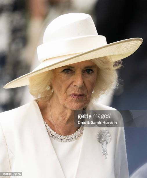 Queen Camilla attends day one of Royal Ascot 2023 at Ascot Racecourse on June 20, 2023 in Ascot, England.