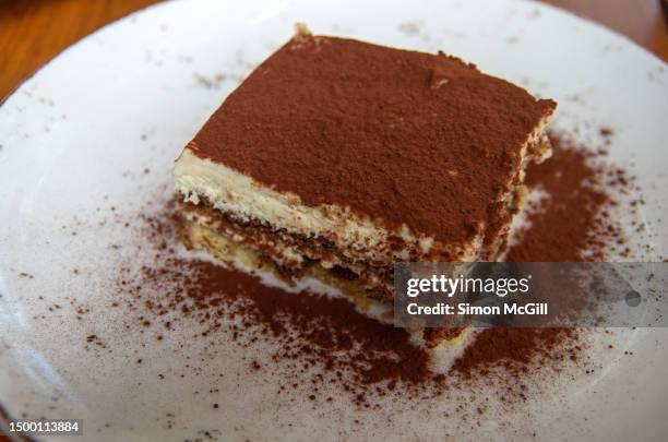 tiramisu on a plate - tiramisù foto e immagini stock