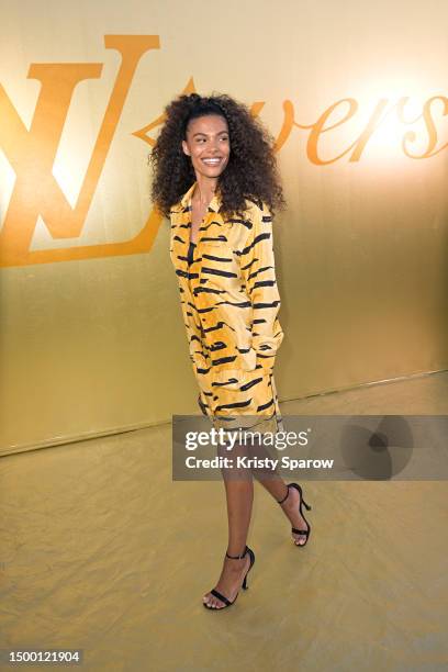 Tina Kunakey attends the Louis Vuitton Menswear Spring/Summer 2024 show as part of Paris Fashion Week on June 20, 2023 in Paris, France.