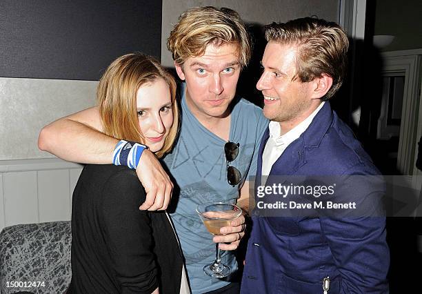 Actors Laura Carmichael, Dan Stevens and Allen Leech attend 'Athletics Night' at OMEGA House, OMEGA's official residence during the London 2012...