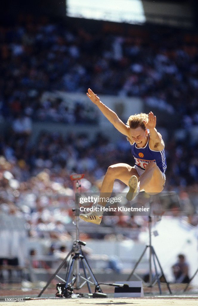 East Germany Heike Drechsler in action during Women's Long Jump Final