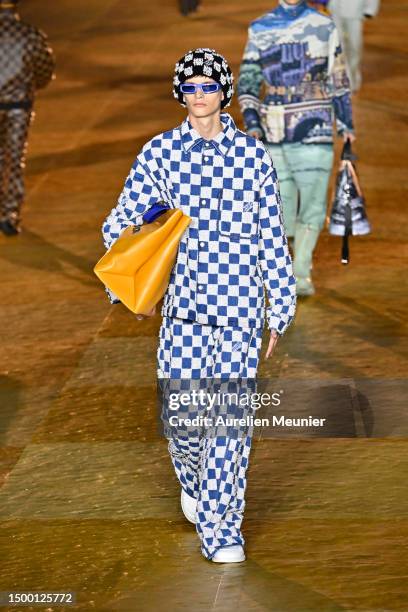 Model walks the runway during the Louis Vuitton Menswear Spring/Summer 2024 show as part of Paris Fashion Week on June 20, 2023 in Paris, France.