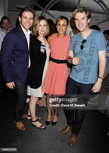 Actors Allen Leech, Laura Carmichael, Great Britain Olympic athlete Jessica Ennis and Dan Stevens attend 'Athletics Night' at OMEGA House, OMEGA's...