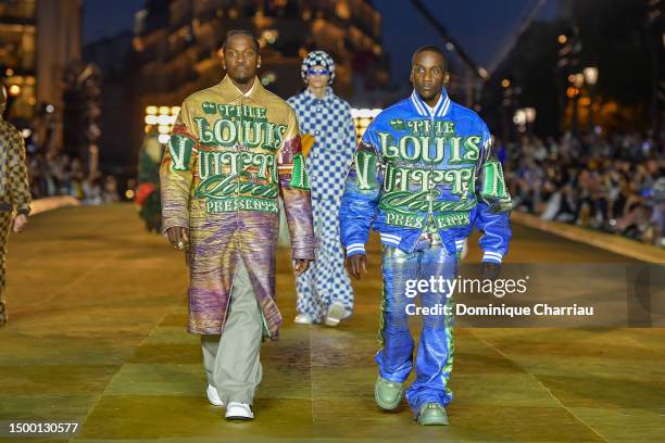 Pusha T and No Malice walk the runway during the Louis Vuitton Menswear Spring/Summer 2024 show as part of Paris Fashion Week on June 20, 2023 in...