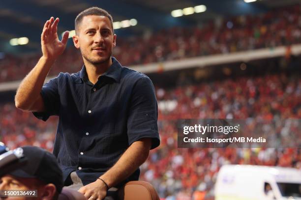 Eden Hazard honored in a convertible through the stadium during the Euro 2024 qualification match between Belgium and Austria, Group F, June 17, 2023...