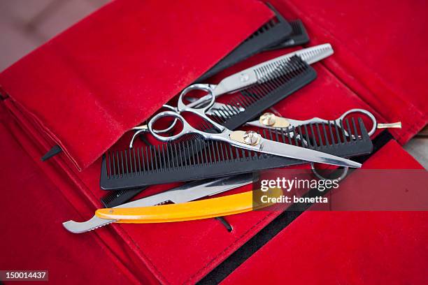 scissors and combs - hairdresser tools stock pictures, royalty-free photos & images