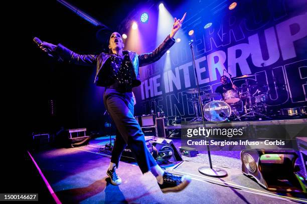 Aimee Interrupter and Jesse Bivona of The Interrupters perform at Alcatraz, on June 20, 2023 in Milan, Italy.