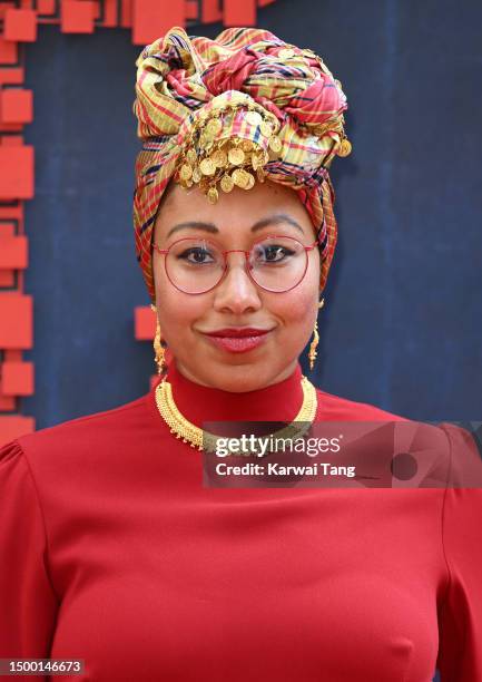 Yassmin Abdel-Magied arrives at the National Portrait Gallery Re-Opening on June 20, 2023 in London, England.