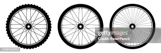 ilustraciones, imágenes clip art, dibujos animados e iconos de stock de ruedas de bicicleta. 3 tipos de goma para bicicleta. ilustración vectorial - bicicleta