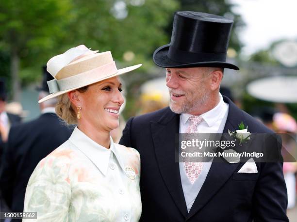 Zara Tindall and Mike Tindall attend day one of Royal Ascot 2023 at Ascot Racecourse on June 20, 2023 in Ascot, England.