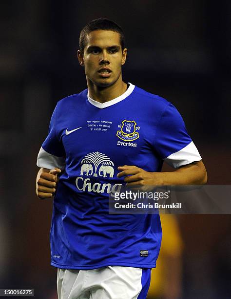Jack Rodwell of Everton in action during the Pre-season Friendly match between Everton and AEK Athens at Goodison Park on August 8, 2012 in...
