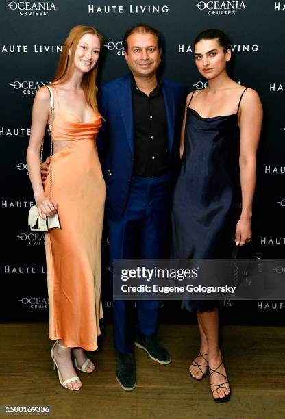 Sara Grace, Kamal Hotchandani and Saffron Vadher attend the Haute Living dinner celebrating Kristin Davis with Oceania Cruises and Haute Jets at Avra...