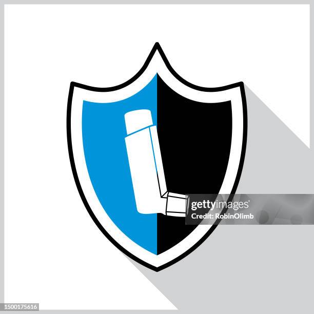 atom shield shadow icon - inhaler stock illustrations