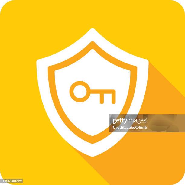 shield key icon silhouette 3 - key ring stock illustrations