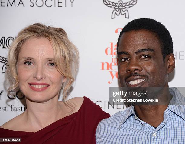 Actors Julie Delpy and Chris Rock attend The Cinema Society special screening of "Two Days In New York" at Landmark Sunshine Cinema on August 8, 2012...