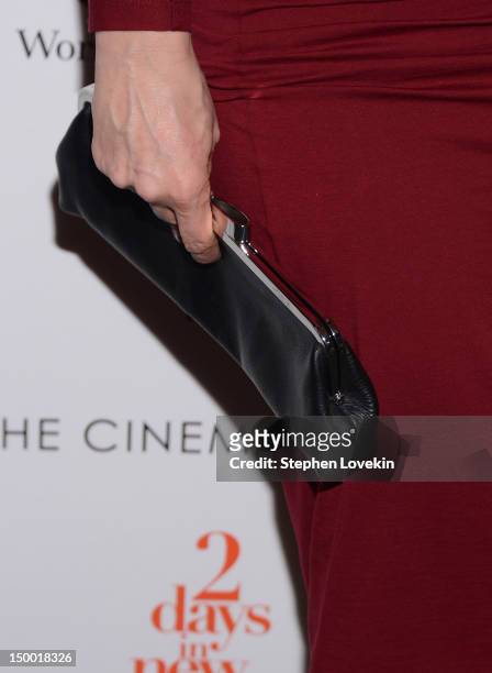 Close-up view of actress Julie Delpy's purse at The Cinema Society special screening of "Two Days In New York" at Landmark Sunshine Cinema on August...