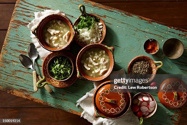 pozole soup - pozole fotografías e imágenes de stock
