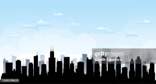 chicago (all buildings are complete and moveable) - chicago skyline daytime stock illustrations