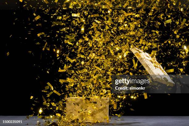 exploding confetti - exploding box stock pictures, royalty-free photos & images