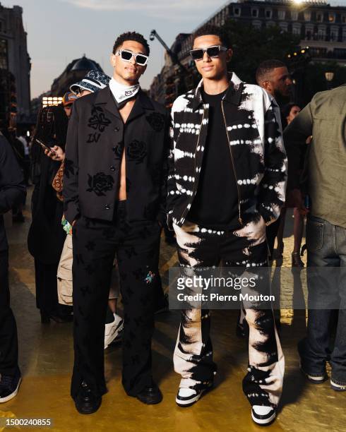 Jude Bellingham and Jobe Bellingham attends the the Louis Vuitton Menswear Spring/Summer 2024 show as part of Paris Fashion Week on June 20, 2023 in...