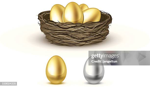 goldene eier - nest stock-grafiken, -clipart, -cartoons und -symbole