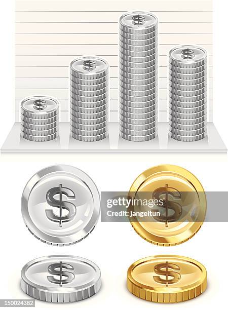 coin graph - coin stack stock illustrations