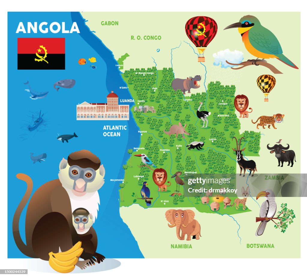 Cartoon Map of Angola