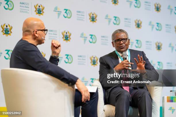 Mr. Aliko Dangote, Chairman and CEO, Dangote Group speaks at the African Export-Import Bank Annual Meeting on June 18, 2023 at the Accra...